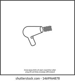 Vector icon hair dryer for hair styling. Barbershop symbol on white isolated background. Layers grouped for easy editing illustration. For your design.