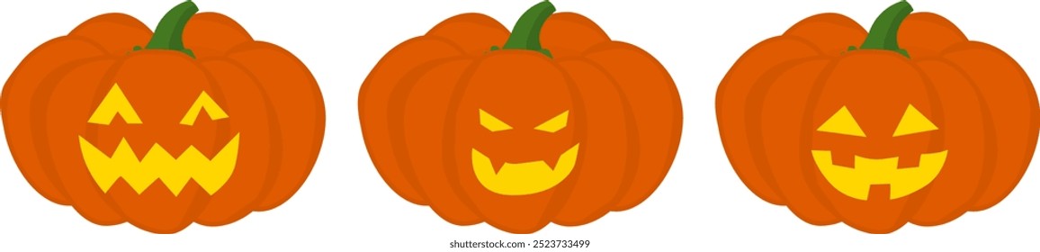 Vector icon of Halloween decorated pumpkin