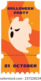 vector icon of halloween ghost inside a ticket