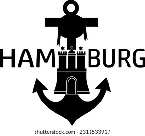 Vector icon Hamburg with anchor and coat of arms