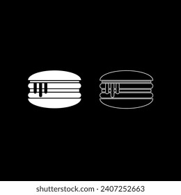 Vector icon hamburger,contour and silhouette flat style white color