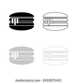 Vector icon hamburger,contour and silhouette flat style