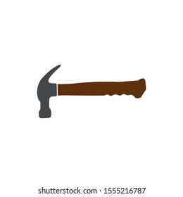 Vector icon of hammer and screwdriver. Repair tool symbol