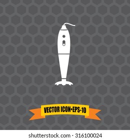 Vector Icon of Hand Blender on Dark Gray Background. Eps.10.