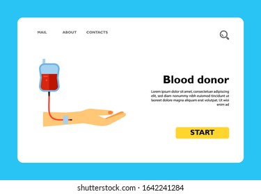 Vector icon of hand of blood donor during donation. Blood donation, blood transfusion, volunteering. Transplantation concept. Can be used for topics like medicine, healthcare, charity