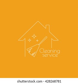 Vector icon hand brooms and house. 