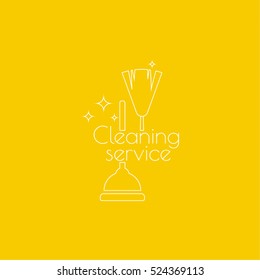 Vector icon hand brooms and plunger. The symbol of house cleaning. 