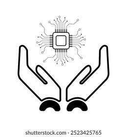 vector icon hand and circuit board vector icon for web vector illustration on white background