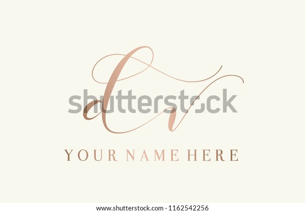 Vector icon with hand drawn letter d and letter v.Signature style d&v