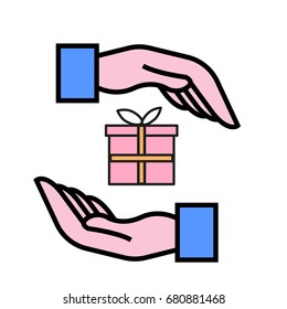 Vector icon of hand with gift