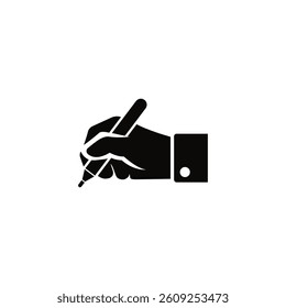 Vector icon of hand gripping pencil for creative design tasks.