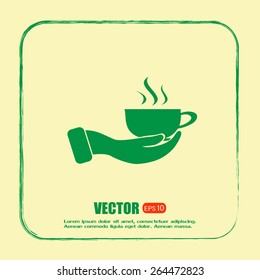 Vector icon hand hold coffee cup 