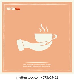 Vector icon hand hold coffee cup 