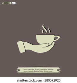 Vector icon hand hold coffee cup 