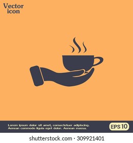Vector icon hand hold coffee cup 
