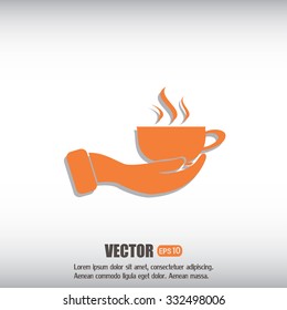 Vector icon hand hold coffee cup 