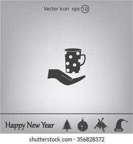Vector icon hand hold coffee cup