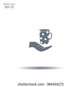 Vector icon hand hold coffee cup