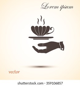 Vector icon hand hold cup