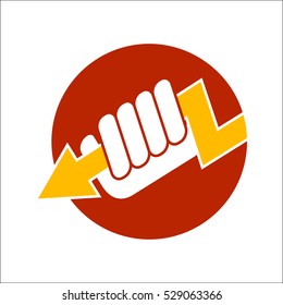 Vector icon of a hand holding  lightning.