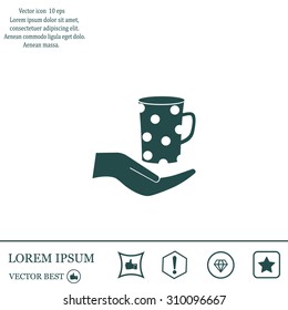 Vector icon - hand holds coffee cup