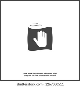 Vector icon hand and rag. Symbol cleaning and cleanliness on white isolated background.  Layers grouped for easy editing illustration. For your design.