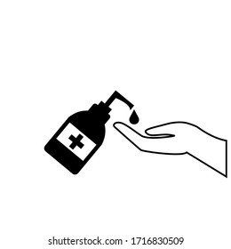 Icono vectorial y jabón líquido de desinfectante manual
