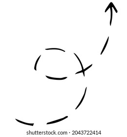 Icono del vector, flecha dibujada a mano, doodle.