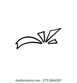 Ícone de vetor de desenho à mão de desenho de desenho animado sinal de expressão rabiscar, curvas setas direcionais, emoticon efeitos elementos de design, personagem de desenho animado símbolos de emoção, linhas decorativas bonito pincel traçado