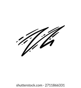 Vector icon of hand-drawn cartoony expression sign doodle, curve directional arrows, emoticon effects design elements, cartoon character emotion symbols, cute decorative brush stroke lines
