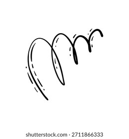 Icono de Vector de dibujo animado dibujado a mano signo de expresión doodle, flechas direccionales de curva, Elementos de diseño de efectos de emoticonos, símbolos de emoción de personajes de dibujos animados, lindas líneas de trazo de pincel decorativo