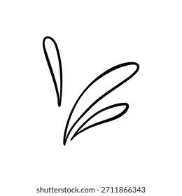 Ícone de vetor de desenho à mão de desenho de desenho animado sinal de expressão rabiscar, curvas setas direcionais, emoticon efeitos elementos de design, personagem de desenho animado símbolos de emoção, linhas decorativas bonito pincel traçado