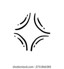 Vector icon of hand-drawn cartoony expression sign doodle, curve directional arrows, emoticon effects design elements, cartoon character emotion symbols, cute decorative brush stroke lines
