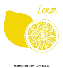 Vector icon of hand-drawn lemon