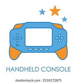 Ícone de vetor para console de jogos portátil. Ilustra um console portátil projetado para jogos de vídeo, com uma tela e botões para jogos em qualquer lugar.