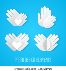 Vector icon with hands. Care symbols of children, about health, the nature and environment