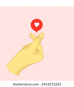 vector icon of hands forming an i love you icon and a heart icon on top