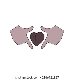 Icono vector de manos y corazones.