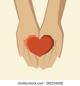 Vector icon - hands holding heart