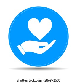 Vector icon - hands holding heart. Flat design style