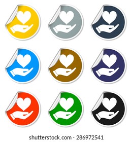 Vector icon - hands holding heart. Flat design style
