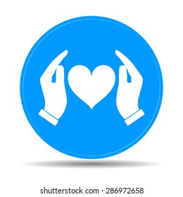 Vector icon - hands holding heart. Flat design style