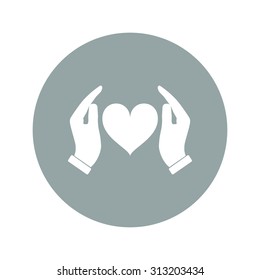 Vector icon - hands holding heart. Flat design style