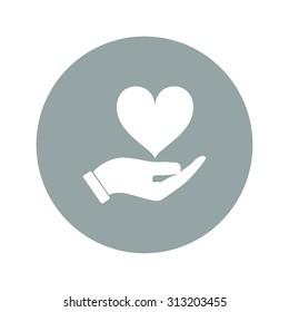 Vector icon - hands holding heart. Flat design style