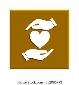 Vector icon - hands holding heart. Flat design style