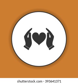 Vector icon - hands holding heart. Flat design style