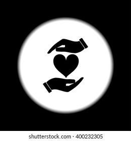 Vector icon - hands holding heart. Flat design style