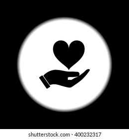 Vector icon - hands holding heart. Flat design style