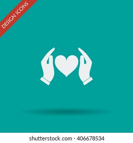 Vector icon - hands holding heart. Flat design style