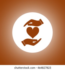 Vector icon - hands holding heart. Flat design style